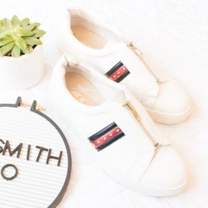 Bar III | Gal White Zipper Retro Slip On Sneaker